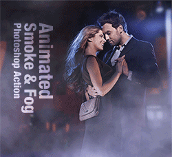 极品PS动作－烟雾迷漫(GIF动画/含PDF教程)：Animated Smoke & Fog Photoshop Action